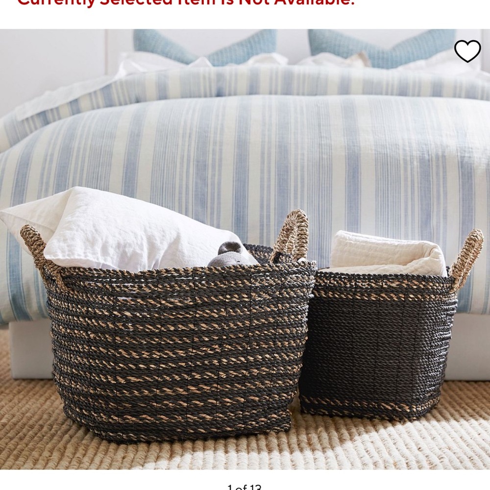 Pottery Barn Black and Tan Woven Basket Tote - Picture 3 of 4